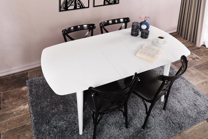 Hanah Home Retro 1193 Mesa de Comedor Extensible Blanca Hanah Home Retro 1193 Mesa de Comedor Extensible Blanca